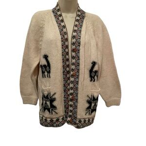 Alpaca knit Open Cardigan Sweater Unbranded Pockets Size measures like a Medium
